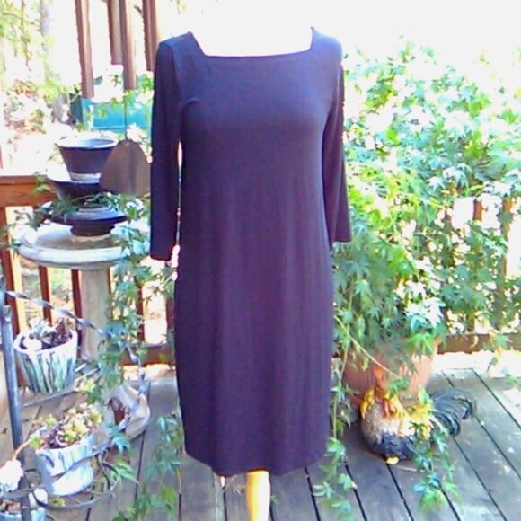 Eileen Fisher Black Shift Dress - Picture 1 of 9